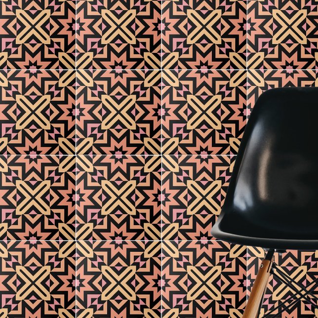 Padrão Geométrico do Mosaico Preto Cor-de-Rosa Lar (Criador carregado)