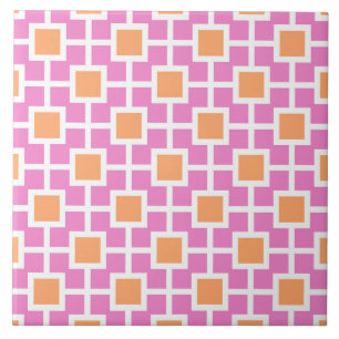 Padrão Geométrico do Trellis em rosa e laranja