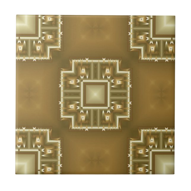 Padrão geométrico Dourado e creme (Frente)