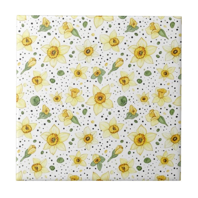 Padrão Geométrico Floral de Narciso Botânico (2) (Frente)