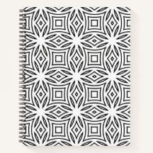 Padrão geométrico floral preto e branco