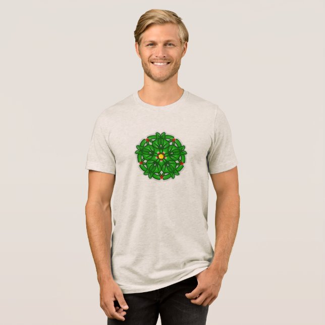 Padrão Geométrico Floral Verde (Frente Completa)
