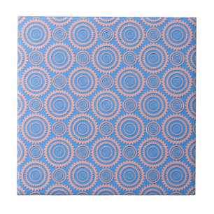 Padrão Geométrico Fofo Círculos Rosa sobre Azul