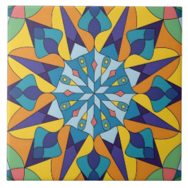Padrão geométrico fractal azul e amarelo