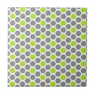 Padrão Geométrico Hexagonal Verde Lima Cinza Moder