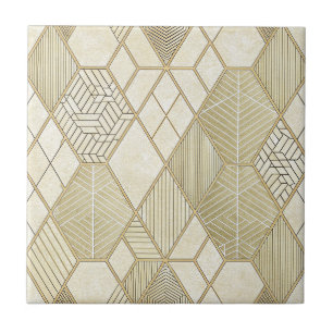 Padrão Geométrico Hexágono Dourado Elegante - Márm
