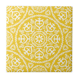 Padrão geométrico intricado elegante amarelo e bra