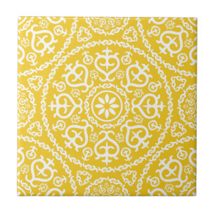 Padrão geométrico intricado elegante amarelo e bra
