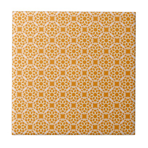 Padrão Geométrico Laranja Branco Sem Costura