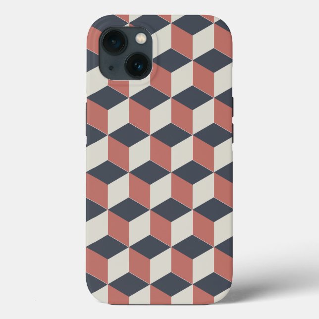 Padrão Geométrico Moderno Azul Coral (Verso)