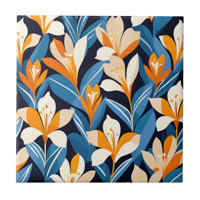 Padrão Geométrico Moderno da Flor da Freesia (Frente)