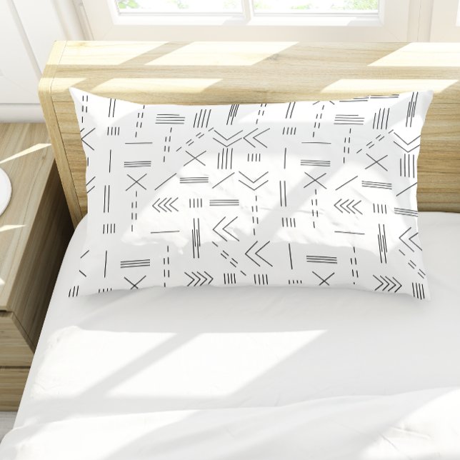 Padrão Geométrico Moderno, Gordo Branco Negro (Black White Gorgeous Modern Geometric Pattern Pillow Case)
