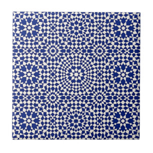 Padrão Geométrico Mosaico Azul-Marinho