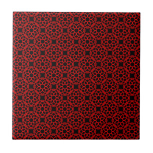 Padrão Geométrico Negro Vermelho Sem Olhos