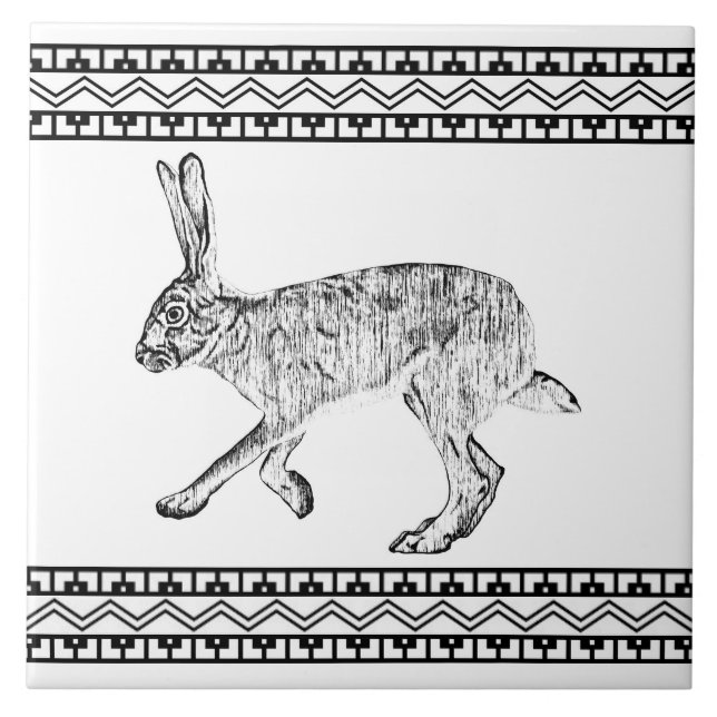 Padrão Geométrico Preto e Branco do Jackrabbit do  (Frente)