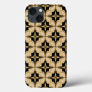 Padrão Geométrico Preto e Dourado Elegante