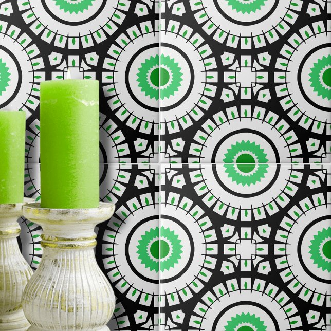 Padrão geométrico preto-verde-preto e branco (Criador carregado)