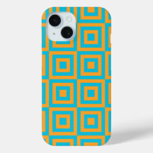 Padrão Geométrico Quadrado Retro - Laranja Ousado
