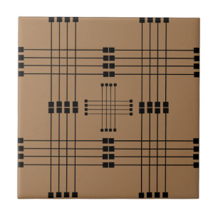 Padrão Geométrico   Quadrados   Linhas   Castanho 