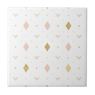 Padrão Geométrico Rosa Bege Dourado