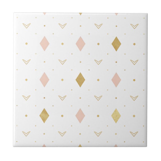 Padrão Geométrico Rosa Bege Dourado (Frente)