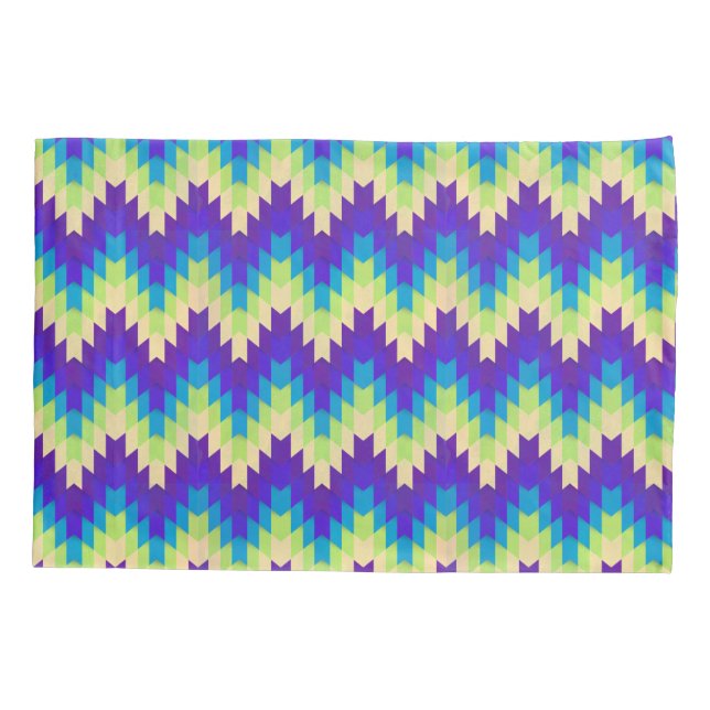 Padrão Geométrico Selvagem Verde e Roxo (Verso)