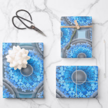 Padrão geométrico sem costura. Bolhas e flores azu