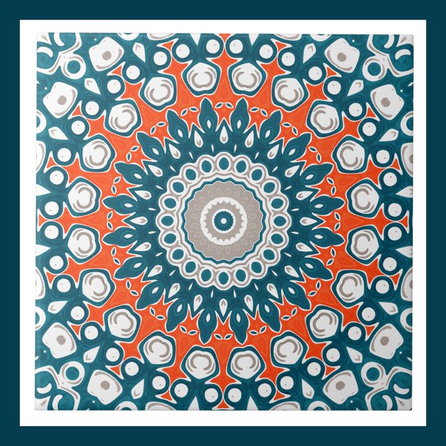 Padrão Geométrico Totem Laranja e Teal Mandala (Criador carregado)