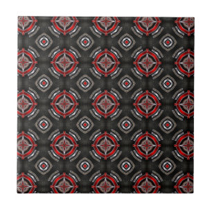 Padrão Geométrico Vermelho e Preto