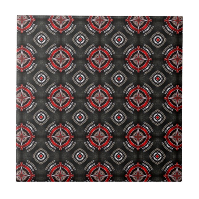 Padrão Geométrico Vermelho e Preto (Frente)