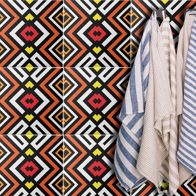 Padrão Geométrico Vermelho Laranja Negro Branco (Criador carregado)