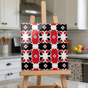Padrão Geométrico Vermelho Negro e Branco
