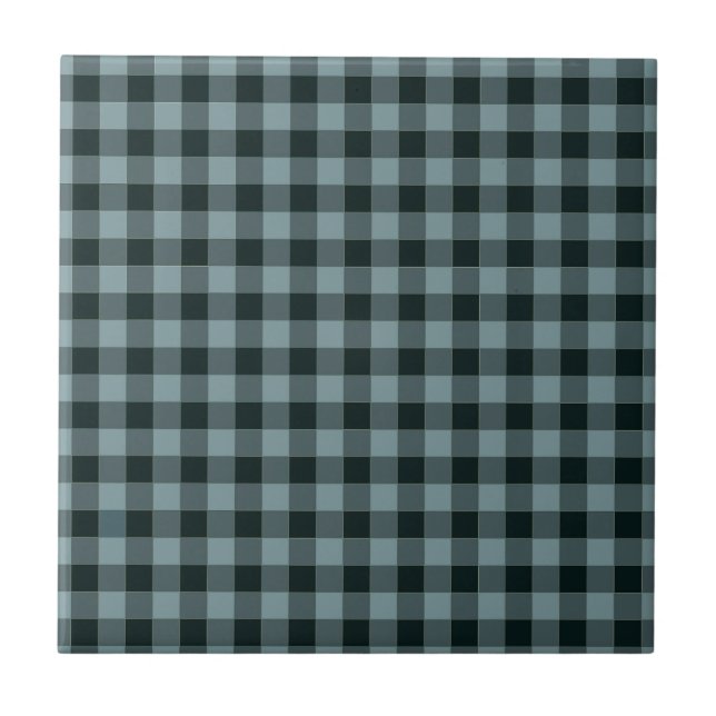 Padrão Gingham Preto Azul Verificado (Frente)