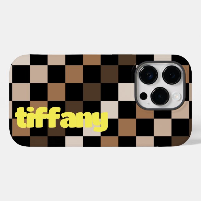 Padrão Gingham Preto-Castanho Verificado (Verso (horizontal))