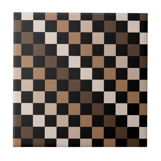 Padrão Gingham Preto-Castanho Verificado (Frente)