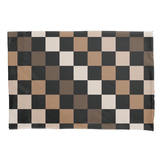 Padrão Gingham Preto-Castanho Verificado (Frente)