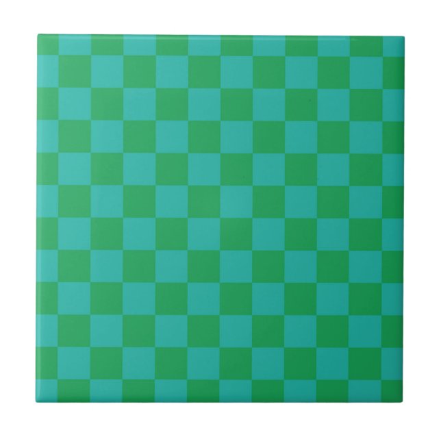 Padrão Gingham Verde Azul Verificado (Frente)