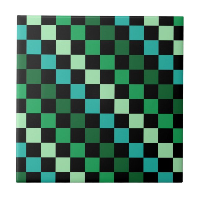 Padrão Gingham Verde Azul Verificado (Frente)