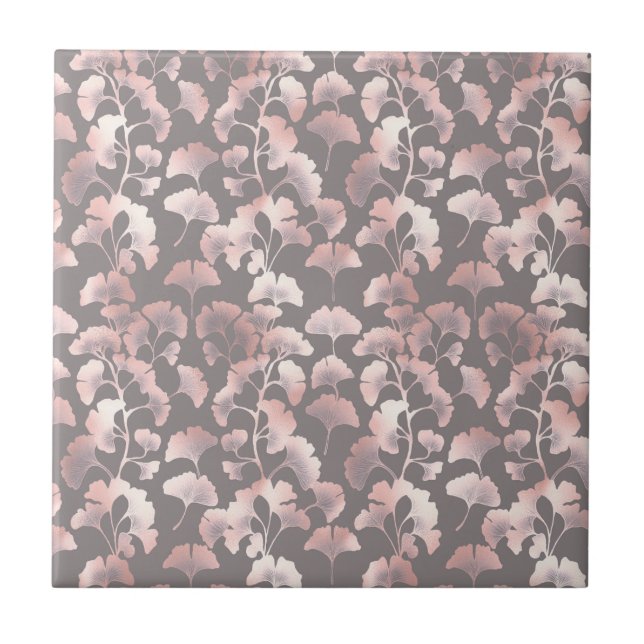 Padrão Ginkgo Rosa Preto Chic (Frente)