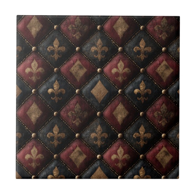 Padrão Harlequim de Fleur-de-Lis Embotado Medieval (Frente)