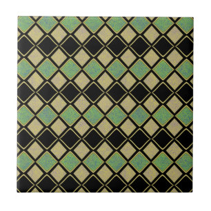 Padrão Harlequim em Dourado, Verde e Preto