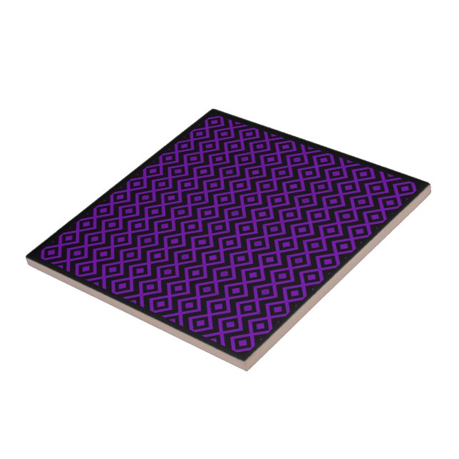 Padrão Harlequim em Forma de Diamante Preto e Roxo (Lateral)