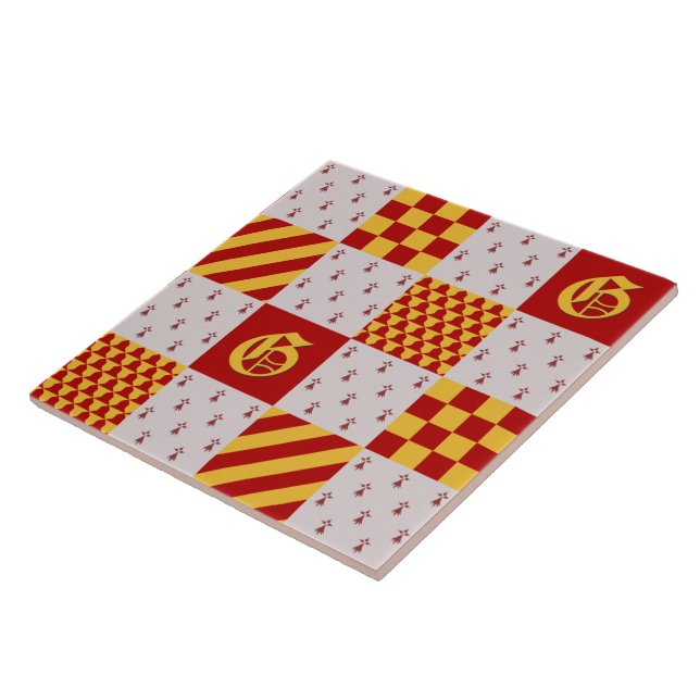 Padrão Heráldico do Vair Amarelo Amarelo Medieval (Lateral)