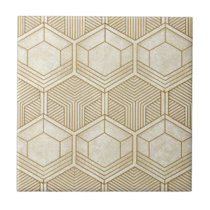 Padrão Hexagonal Orgânico Moderno Creme e Bege