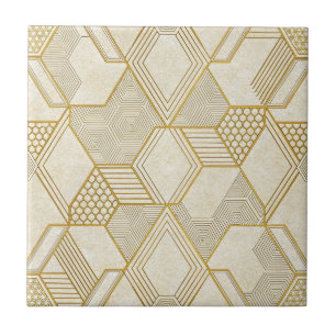 Padrão Hexagonal Orgânico Moderno Creme e Bege 2