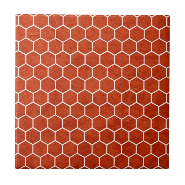 Padrão Hexagonal Texturizado Vermelho Rústico (Frente)