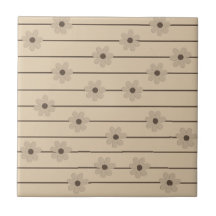 Padrão Horizontal Stripe Castanho Khaki Flor Y2K