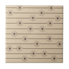 Padrão Horizontal Stripe Castanho Khaki Flor Y2K