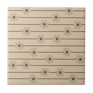 Padrão Horizontal Stripe Castanho Khaki Flor Y2K