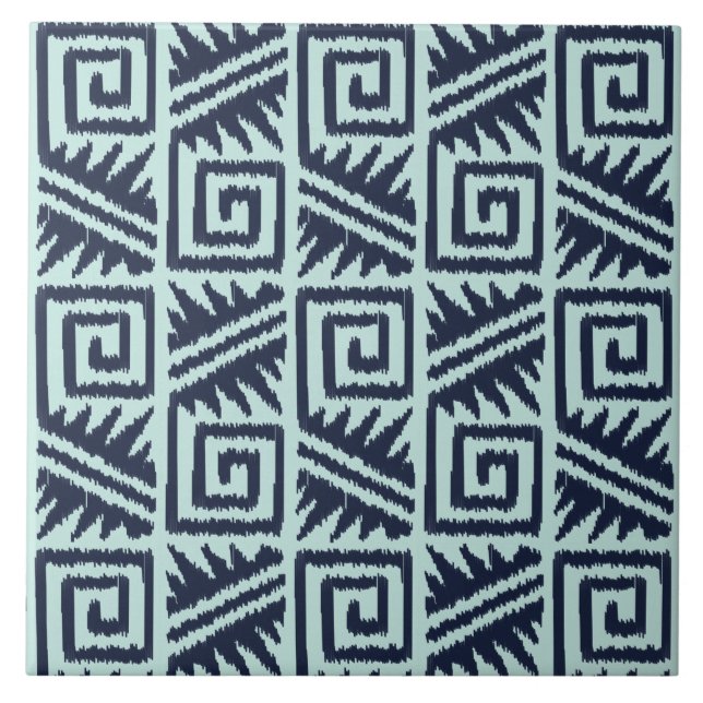 Padrão Ikat Aztec - Indigo e Azul Claro (Frente)